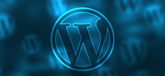 WordPress logo glowing in blue neon light on dark background, illustrating WordPress plugins article